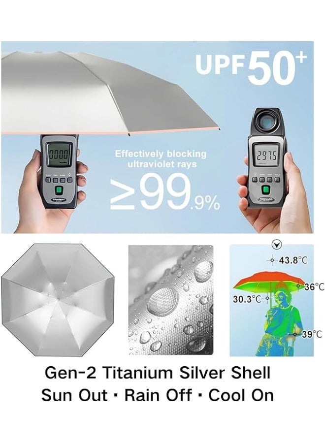 Small Sun Protection UV Umbrella Gen 2, UPF 50+ Silver Reflective Coating Compact Travel Umbrella - Image 4